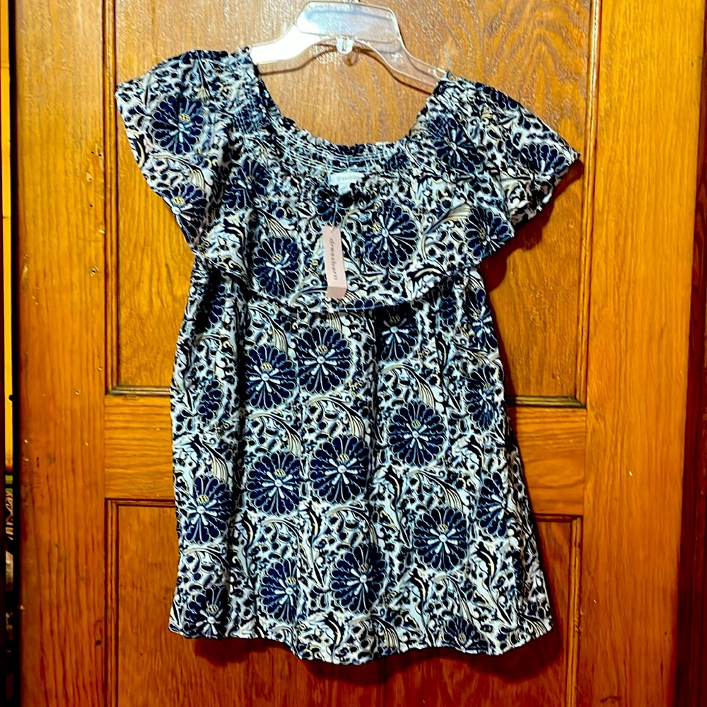 New Blue/white/yellow Women’s sleeveless Dresss shirt